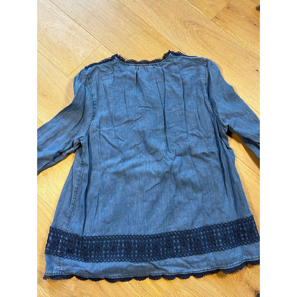 HOLDING HORSES Boho Light Blue DenimTunic with Navy Lace Size 10 - Picture 7 of 11